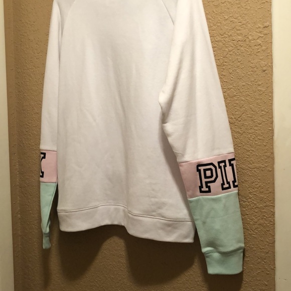 RARE HTF PINK Victoria’s Secret cowl neck pullover Top. White, pink & mint green - Picture 11 of 14
